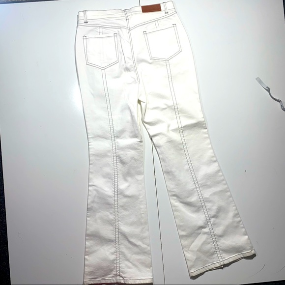 Peace Love World White Cotton High Waisted Front Slit Pants Size 10 NWOT - Picture 7 of 16